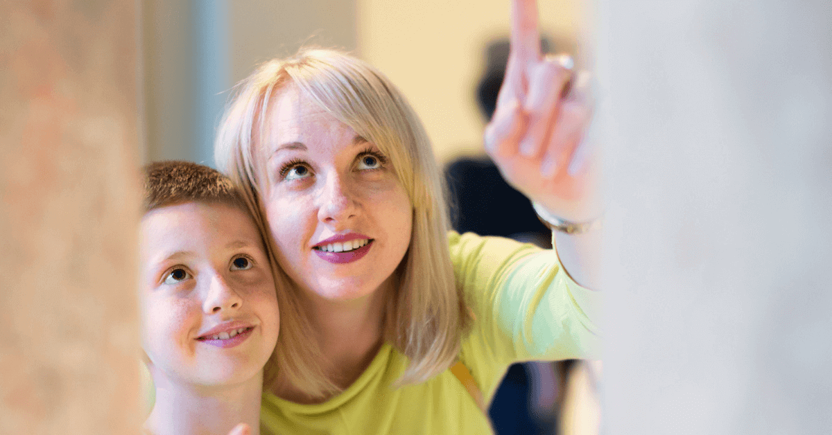 mom and son play DIY stem activity